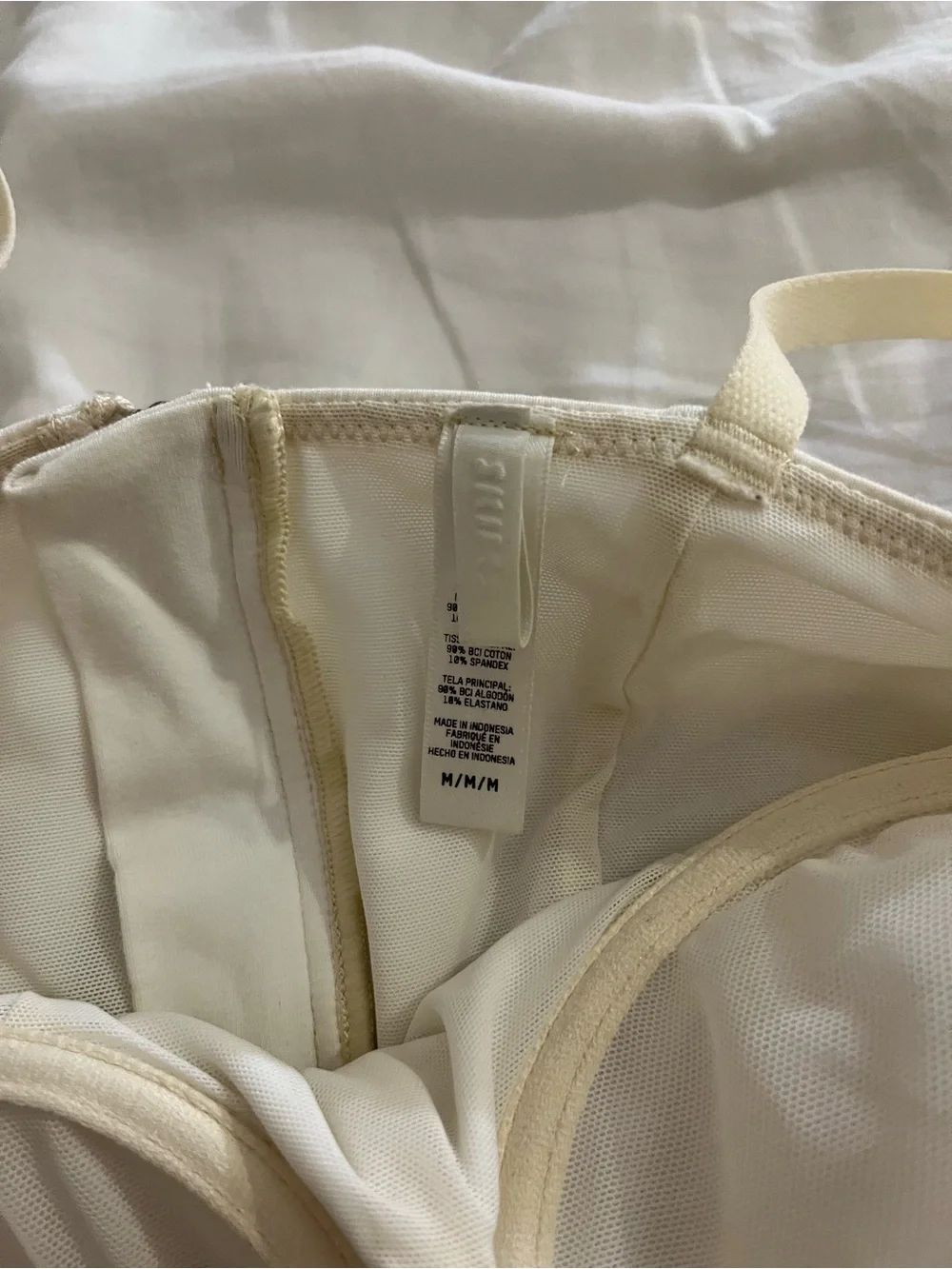 SKIMS Cream Front-Zip Shaping Bodysuit
